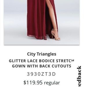 PROM DRESS, City Triangles, Size 6, Worn once, Dry Cleaned! price is negotiable